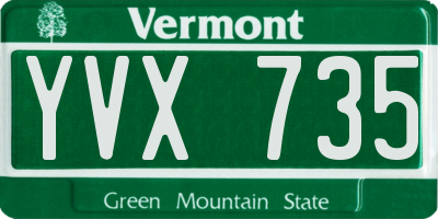 VT license plate YVX735