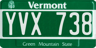 VT license plate YVX738