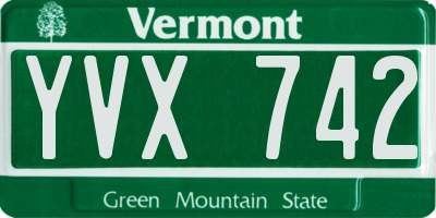VT license plate YVX742