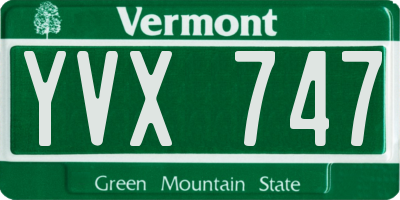 VT license plate YVX747
