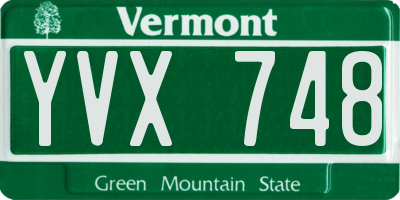 VT license plate YVX748