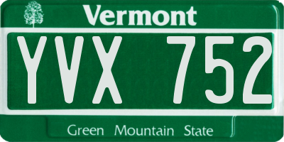 VT license plate YVX752