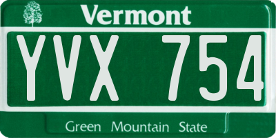 VT license plate YVX754