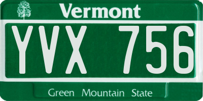 VT license plate YVX756