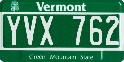 VT license plate YVX762