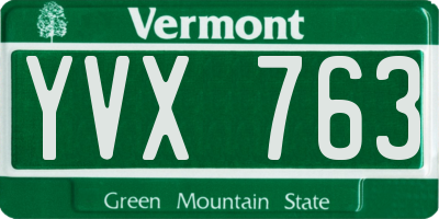 VT license plate YVX763