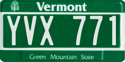 VT license plate YVX771