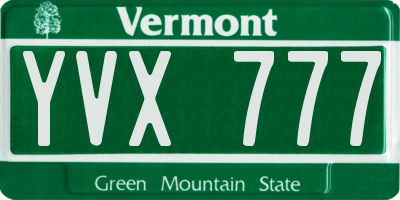 VT license plate YVX777