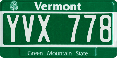 VT license plate YVX778