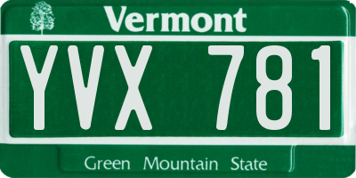 VT license plate YVX781