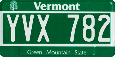 VT license plate YVX782