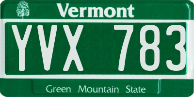 VT license plate YVX783