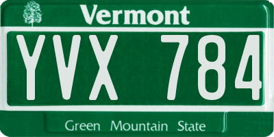 VT license plate YVX784
