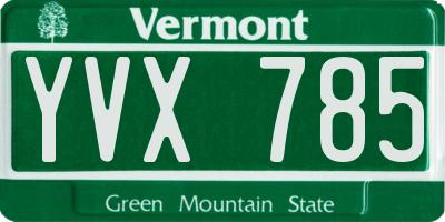 VT license plate YVX785