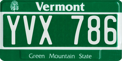 VT license plate YVX786
