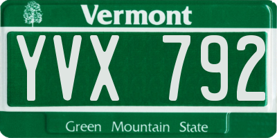 VT license plate YVX792