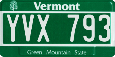VT license plate YVX793