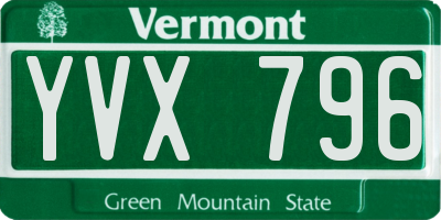 VT license plate YVX796