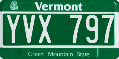 VT license plate YVX797