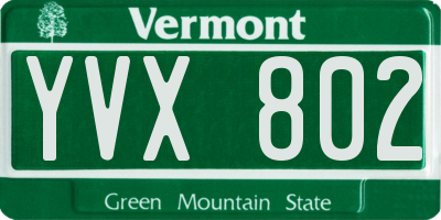 VT license plate YVX802