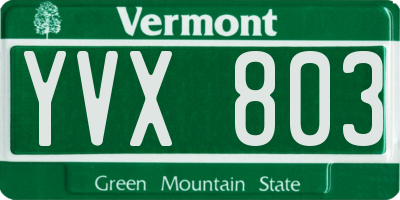 VT license plate YVX803