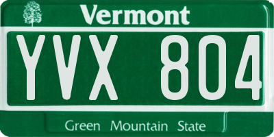 VT license plate YVX804