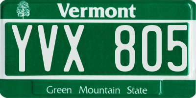 VT license plate YVX805