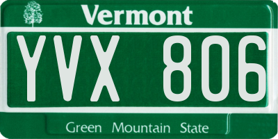 VT license plate YVX806