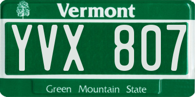 VT license plate YVX807
