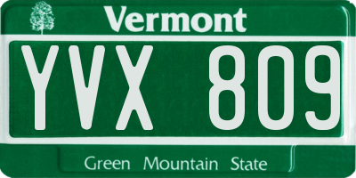 VT license plate YVX809
