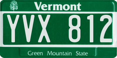 VT license plate YVX812