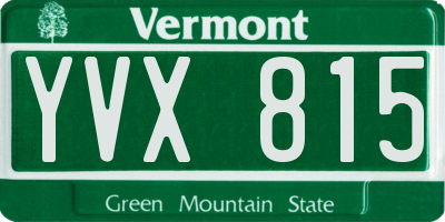 VT license plate YVX815