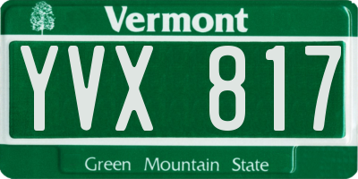VT license plate YVX817