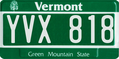 VT license plate YVX818