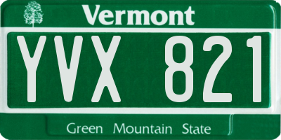 VT license plate YVX821