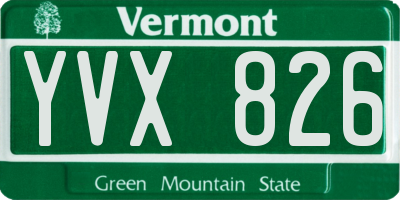 VT license plate YVX826