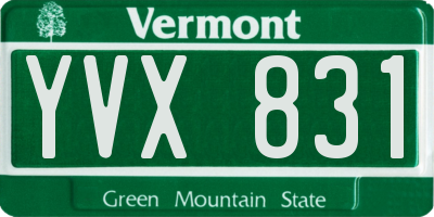 VT license plate YVX831