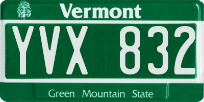 VT license plate YVX832