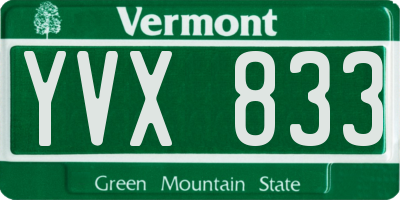 VT license plate YVX833