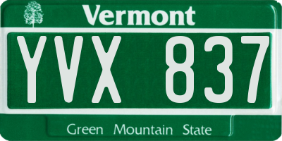 VT license plate YVX837