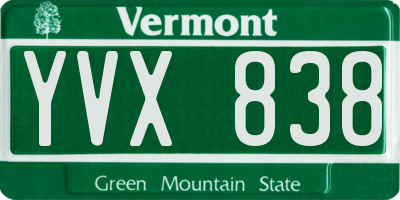 VT license plate YVX838