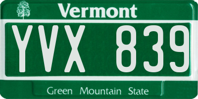 VT license plate YVX839