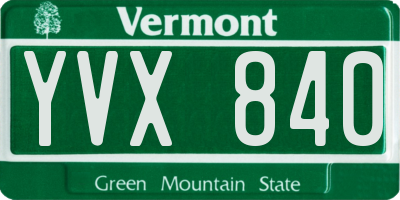 VT license plate YVX840