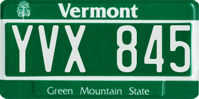 VT license plate YVX845