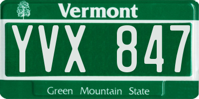 VT license plate YVX847