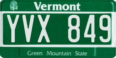 VT license plate YVX849