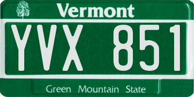 VT license plate YVX851