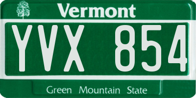 VT license plate YVX854