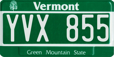 VT license plate YVX855