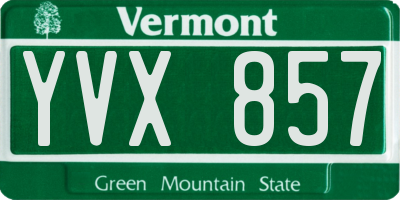 VT license plate YVX857